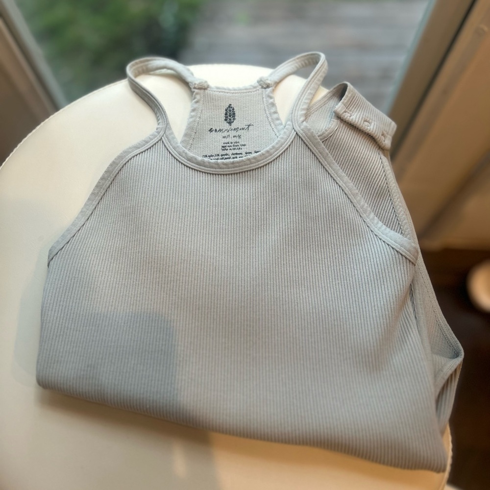 Free people happiness bodysuit m/l ribbed gray/sage